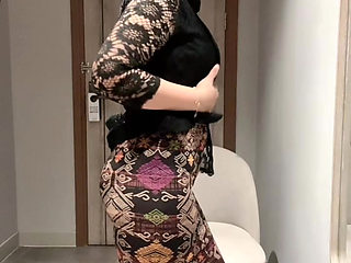 Narrow pussy of my lover's black kebaya