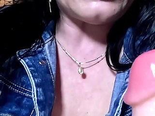 Tight Jeans Cameltoe JOI, Gold Thong Wedgies and Wet Spit Dildo Worship