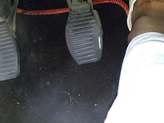 Pedal Pumping and Driving in Highway in Soft Worn Out Flats and Nylon Socks