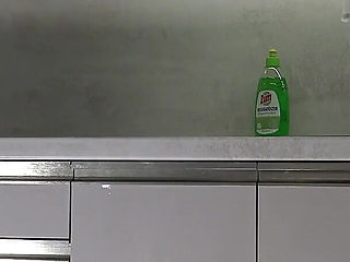 Big Tits Big Ass Hot and Cute Beautiful New Wife Takes Her G-string off to Flash Her Tight Shaved Pussy in the Kitchen