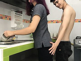 Fuck my stepsister while she washes the dishes Cum - Double