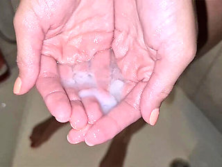 Hot MILF CherryDream Uses Shower Gel For Slippery Handjob & Huge Cumshot