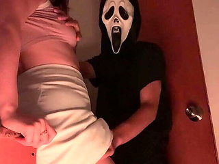 Blonde Babe Natasha Bull Home Alone Halloween Horror - Bathroom Blowjob & Standing Doggy Cum in Mouth