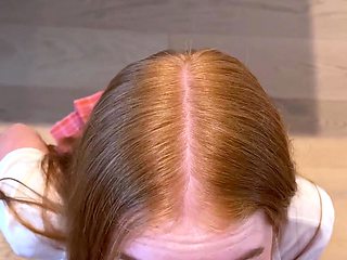 Cute redhead GF cell phone POV blowjob