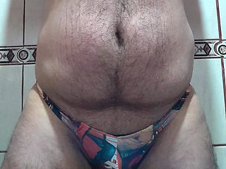 Masturbate Using Red Thing Thong