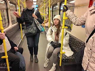 Bralees Ellie Flashes Her Tits on the Train