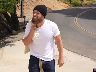 Busty teenage Amber Moore salutes him home