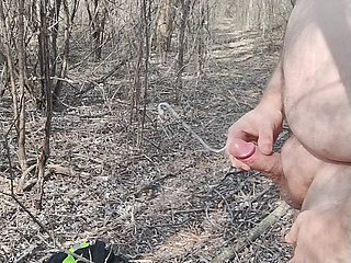 Fat guy jerks & cums in forest pt. 14