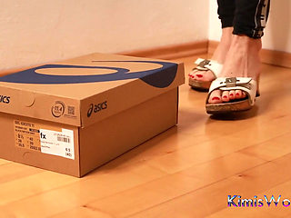 Asmr Wooden Clogs Trample and Crush Shoe Box
