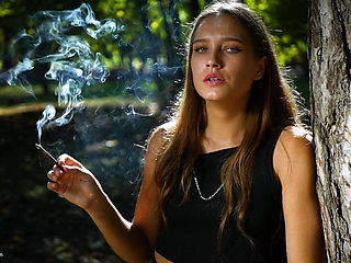 Sexy Russian Babe Smoking Cigarette Indoor Studio