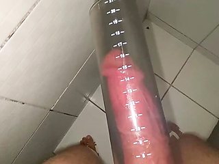 naughty stepsister caught me using the penis pump in the bathroom with my 7 inch dick and came to share the shower with me