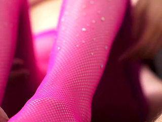 POV Pink Pantyhouse Footjob