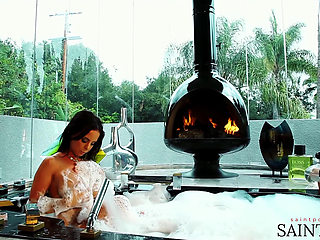 Dark Haired Beauty Brandy Aniston Rubs Her Shaved Pussy in the Bathtub