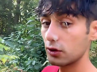 Walk and Jerk off with Cum on Face by Stranger Outdoor