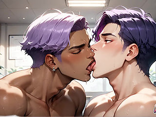 The Horny, Purple-haired Office Muscle Is Spraying with Orgasmic Excitement!