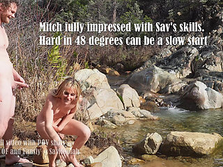 Petite Blonde Gets Outdoor Facial By The Creek