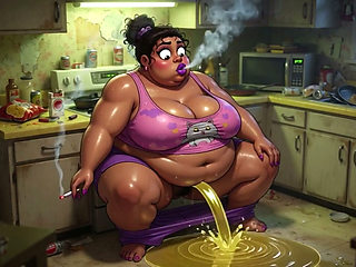 Very Pregnant BBW Smoking While Peeing - Big Belly & Dripping Pussy