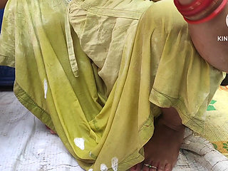 Indian House Wife Bathing Outside