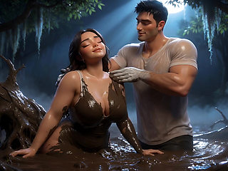 Stepbrother & Stepsister - Midnight Mud Secret (AI generated)