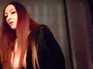 Smoking a Cigarette Out at Night and Showing My Big Tits