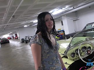 Brunette Imani Valor moans while being fingered in public - POV