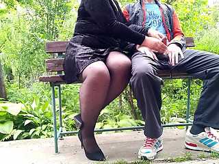 Pulled Out His Cock in Front of His Shy Stepmother Wearing Pantyhose