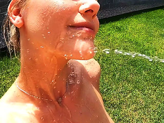 Draining Big Dick Cum and Pee Outside