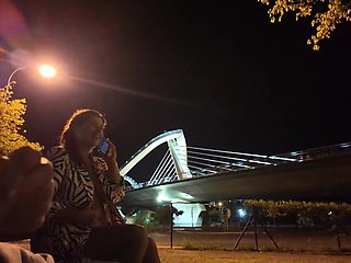 An exhibitionist came to a superslut at the spot. She doesn't know what to do with him.