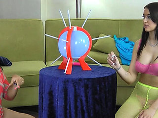 Lesbian Game Bet: Tattooed Latina Teens Alexis Grace and Angel with Huge Tits Play and Lose