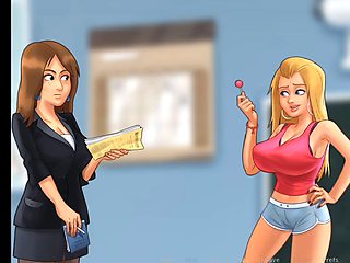 Jenny's colossal nipples in Summertime Saga gameplay