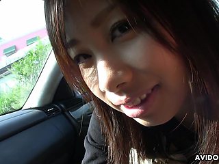 Cute Asian Brunette Teen Fingered After Blowing In The Car