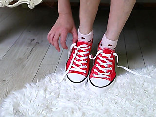 Sweet Toe Tease - Colorful Candy Between Her Toes