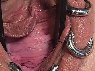 Dripping Pierced Pussy with Prolapse