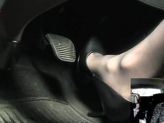 Driving in Grey Pattent Pumps on My Hosed Feet