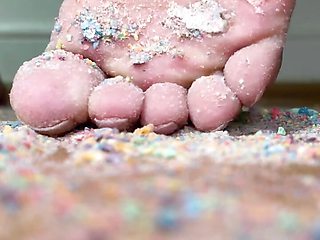 Mommy Crushes Cereal with Her Feet