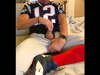 Jockdad87 Shoots a Load of Cum in His Football Gear