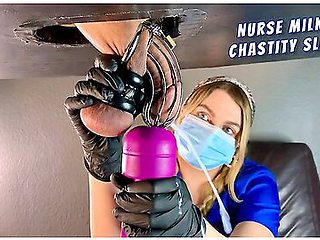 Nurse Milks Chastity Slaves Big Cum Load With Vibe Wand