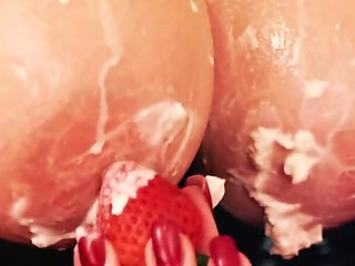 Lesbian Romantic Fuck: Latex and Whipped Cream, Big Boobs and Moans, Foot Fetish and Shiny Clothes!