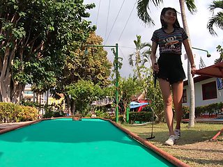 Asian amateur babe flaunts her mini in nature's playground