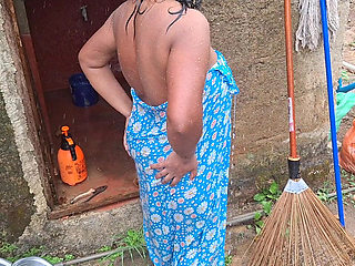 Hot Step Mom Bathing Outdoor