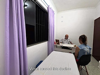 Orthopedic doctor takes off the patient's clothes and ejaculates on her face.