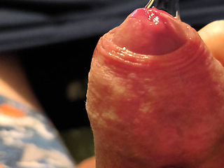 Pre cum strands from my dick after watching porn