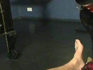 Police woman humiliates masked guy