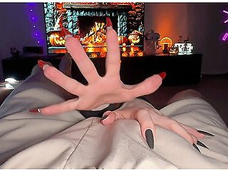 Halloween Handjob On A Big Cock - No Tricks, Just Pure Submission