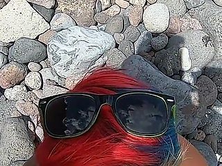 My Naked Short-haired Wife Sucks My Cock Outdoor on a Beach