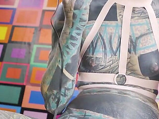 Solo Latex Harness Electro Play - BDSM Kink Session
