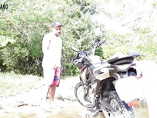 Blonde Girl Gets Her Ass Fucked Twice By A Guy Who Helped Her Wash Her Motorcycle In The Creek