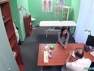 Natural tits model Anina Silk with pigtails gets fucked by the doctor