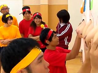 Wild boys and girls having fun in a kinky Japanese gameshow