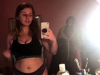 Cute curly brunette solo webcam masturbation